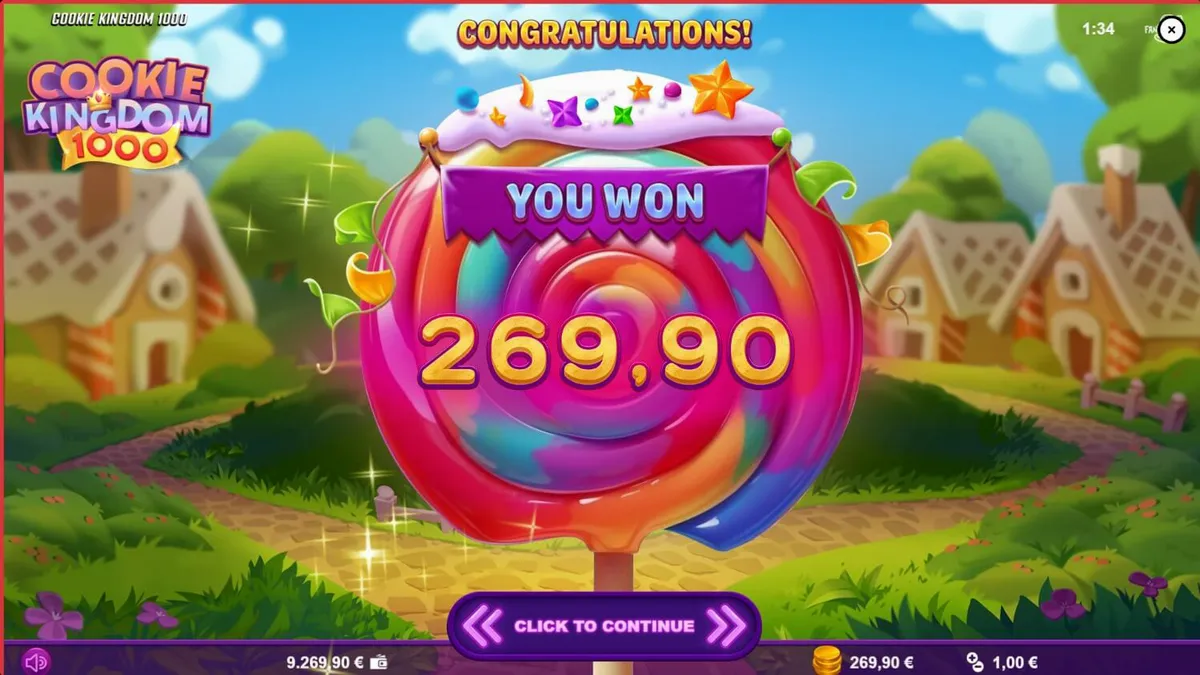 Tampilan visual permainan slot Cookie Kingdom 1000 dengan tema permen dan kue