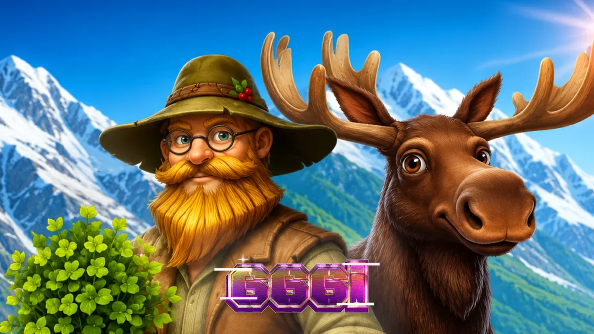 Pemandangan hutan pegunungan yang tenang dalam slot Wild Moose Bonanza